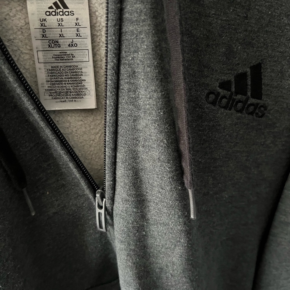 Adidas Dark Gray Zip-Up Hoodie